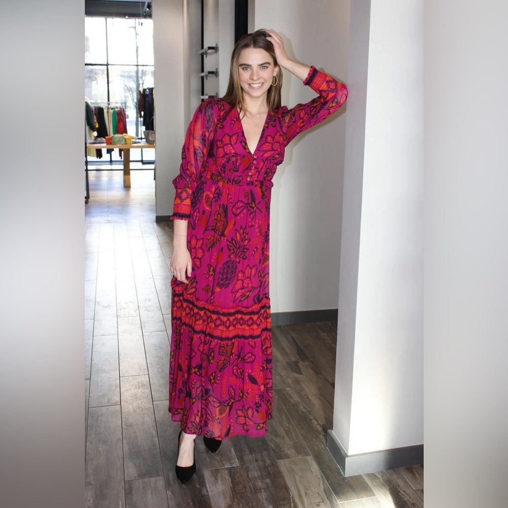 Farm Rio Macaw Forest Pink Maxi Dress